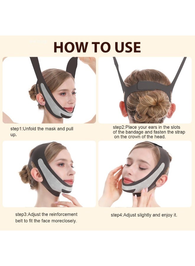 قناع رفع الوجه خط V من الجرافين، حزام رفع الوجه للنوم، حزام ذقن قابل لإعادة الاستخدام وقابل للتعديل لرفع خط الفك، أحزمة رفع الذقن المزدوج للنساء - Image 5